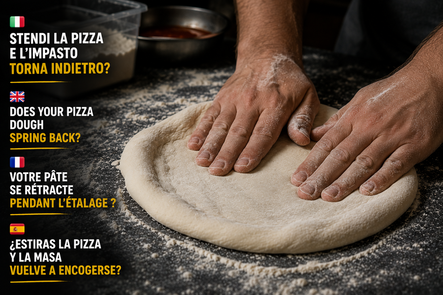 Impasto pizza tenace durante la stesura